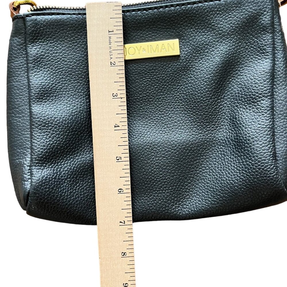 Joy & Iman Case Cosmetic Black Leather Makeup Bag Pouch Inside Pocket - Picture 9 of 9